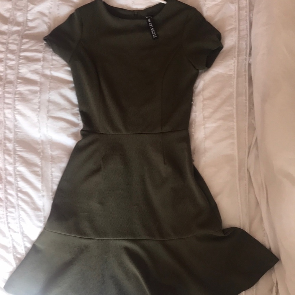 Design Lab Fitted Olive Green Dress